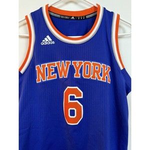 New York Knicks Jersey Kristaps Porzingis Youth Medium Blue Adidas Swingman Boys